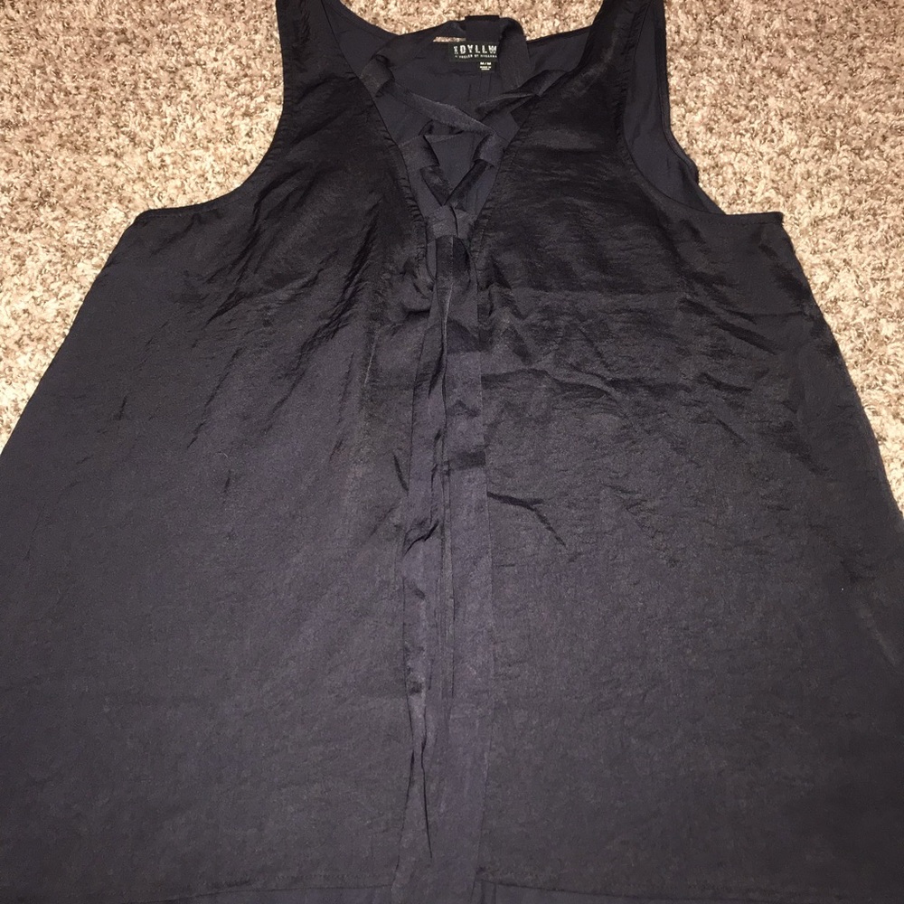 Black cris cross tie tank top